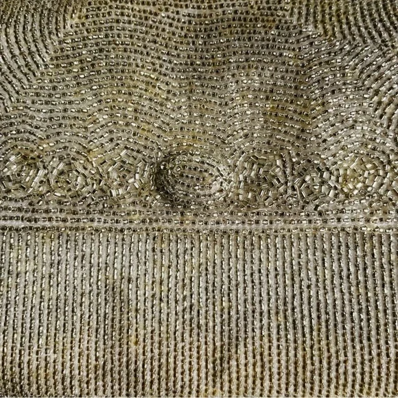 Vintage "RICHERE" Beaded Purse Evening Bag Silver Gold 1960's Hand Made in Japan - Picture 6 of 16